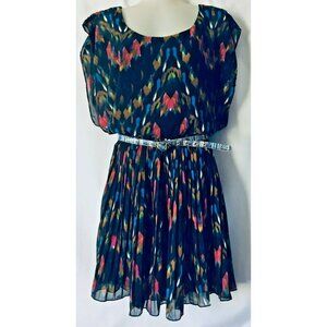 Jessica Simpson Women Dress Black Pleated Skirt Mini Lined Chiffon Size S